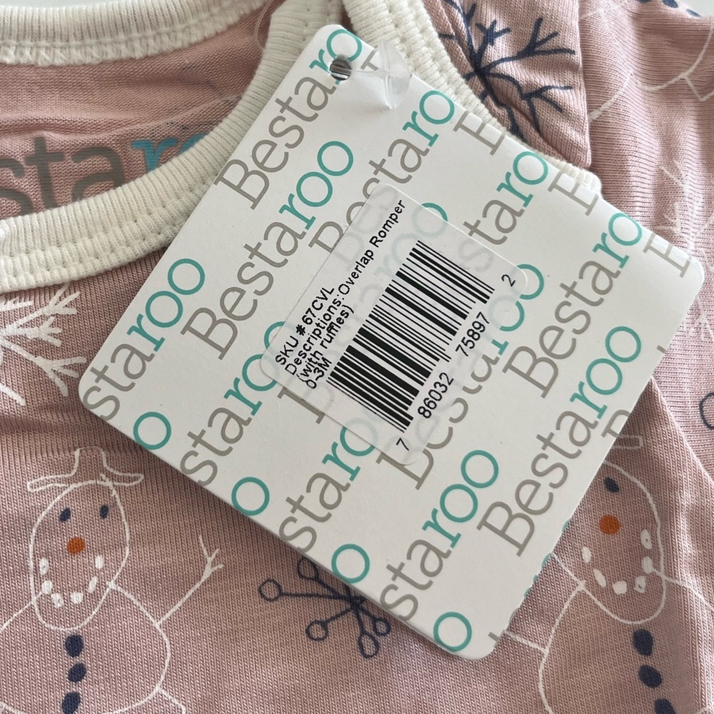 NWT Bestaroo Pink Baby Romper with Snowman Print - Picture 3 of 7